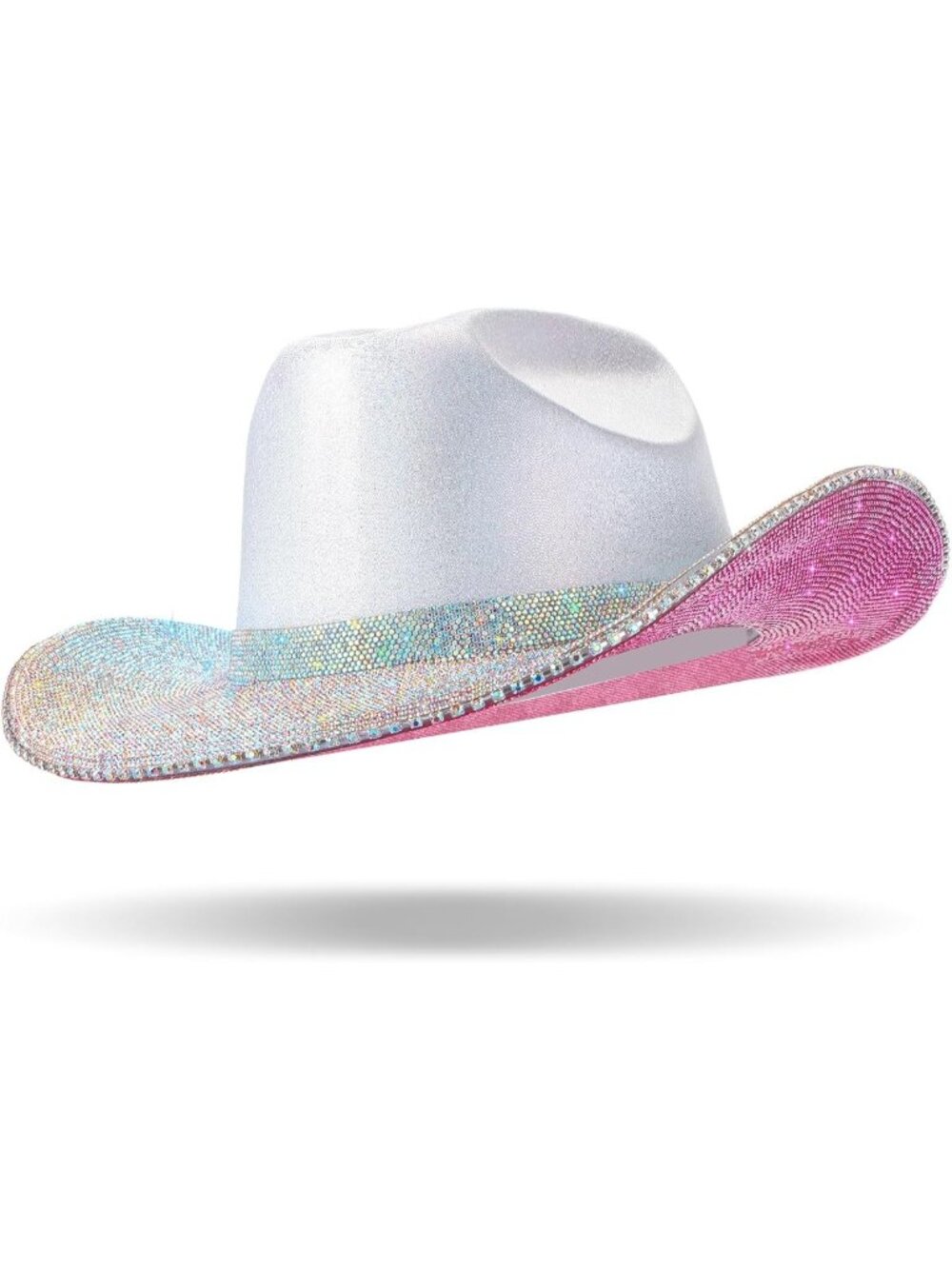 Rhinestone Cowboy Hat with Diamond Fringe for Cosplay & Weddings, 21.5-23.5